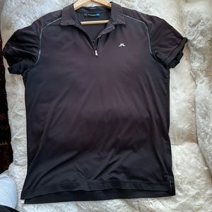 Black J. Lindeberg golf polo with zip Ethan style , L